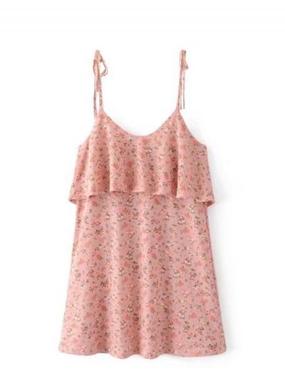 Oasap Round Neck Floral Print Slip Dress