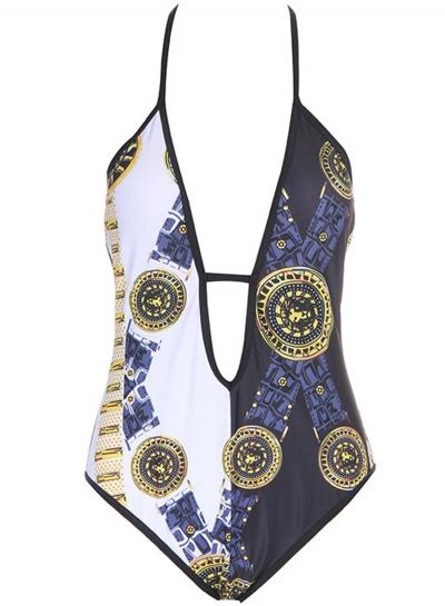 Oasap Fashion Backless One Piece Prined Swimsuits