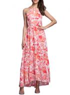 Oasap Women's Boho Floral Print Halter Maxi Dress