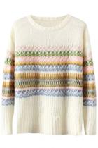 Oasap Autumn Sweet Geo Pattern Long Sleeve Thermal Sweater For Women