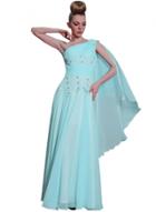 Oasap Women's Elegant Floral Lace Rhinestone Oblique Shoulder Prom Dress