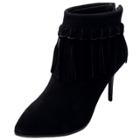 Oasap Solid Fringed Stiletto Heels Ankle Boots