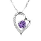 Oasap 925 Sterling Silver Heart Shap Crystal Peadant Necklace