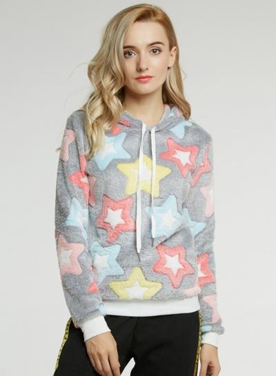 Oasap Fashion Loose Fit Pentagram Pullover Hoodie