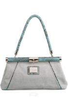 Oasap Contrast Snakeskin Panel Canvas Shoulder Bag