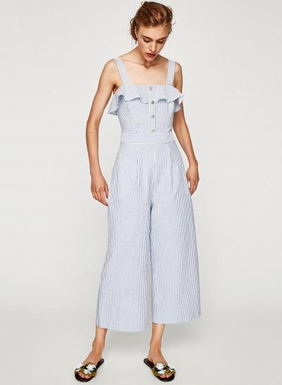 Oasap Sleeveless Backless Striped Strap Wide Leg Jumpsuit