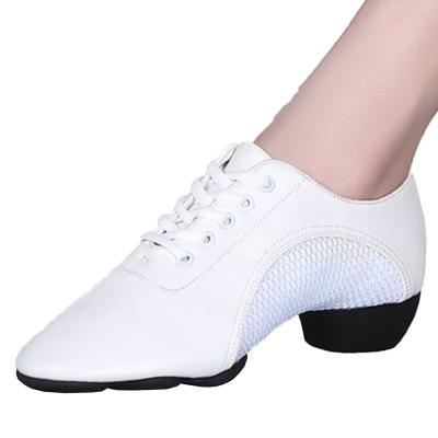 Oasap Men Leather Mesh Lace Up Split Sole Dance Shoes