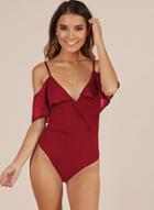 Oasap Fashion Summer Spaghetti Strap Jumpsuits Flounce Deep V Neck Rompers