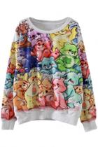 Oasap Cute Bear Printed Long Sleeve Sweatshirt