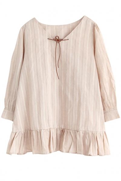 Oasap Stylish Graphic Striped Tunic Top