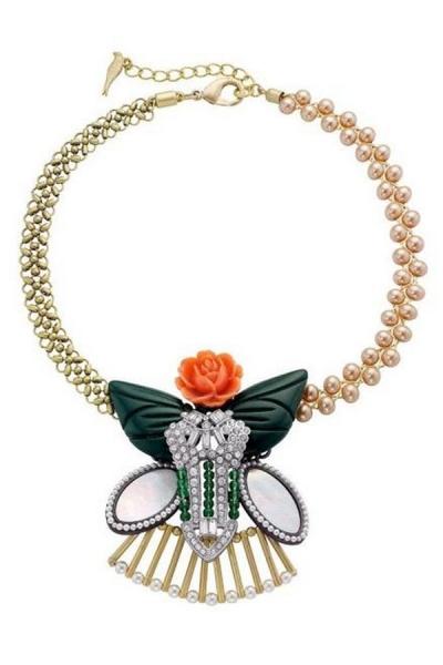 Oasap Abstract Rosy Beaded Necklace