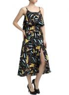 Oasap Women Sleeveless Spaghetti Strap Crossover Back Geo Print Midi Dress