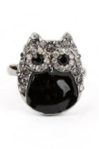 Oasap Rhinestoned Owl Embellished Ring