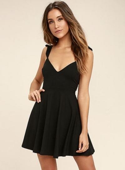 Oasap V Neck Sleeveless Backless Swing Dress
