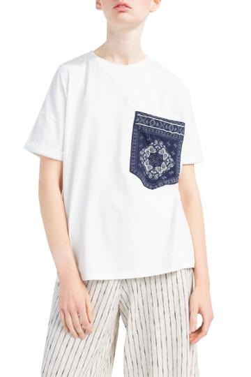 Oasap National Wind Print Short Sleeve Round Neck Knit Tee