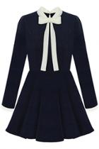 Oasap Preppy Bowknot Neck-tie Mini Dress