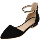 Oasap Pointed Toe Ankle Strap Flat Pumps