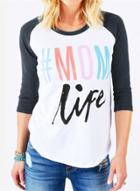 Oasap Casual 3/4 Sleeve Letter Printed Tee