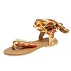 Oasap Clip Toe Flat Heels Floral Sandals