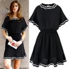 Oasap Round Neck Elastic Waist Plus Size Dress