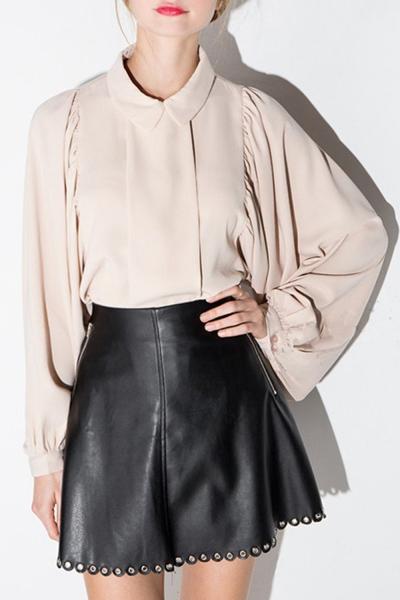 Oasap Vintage Lantern Sleeve Peter Pan Collar Blouse