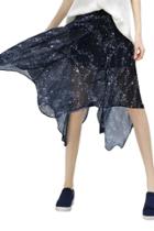 Oasap Women's Stylish Galaxy Print Asymmetrical Hem Skirt
