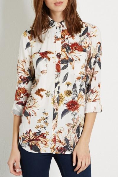 Oasap Stylish Floral Long Sleeve Shirt
