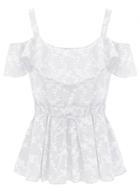 Oasap Women's Floral Embroidery Print Open Shoulder Blouse