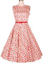 Oasap Vintage Strawberry Print Sleeveless A-line Dress