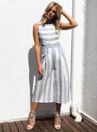 Oasap Round Neck Sleeveless Cut Out Striped Jumpsuit