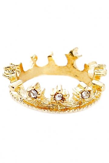 Oasap Royal Crown Pattern Metallic Rings