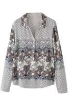 Oasap Vintage Paisley Print Pullover Blouse