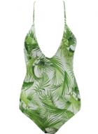 Oasap Women's One Piece Deep V Neck Tropical Palm Leaves Print Swimwear