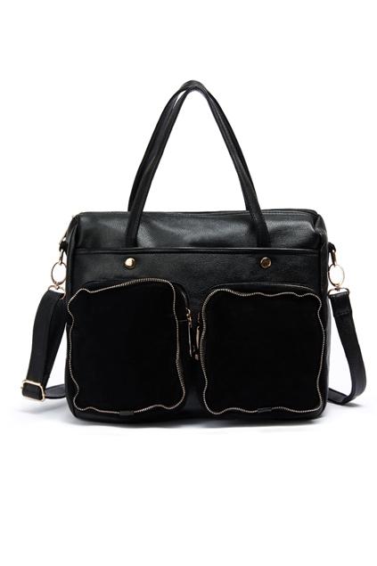 Oasap Unique Double Zipped Pockets Whole Colored Shoulder Bag