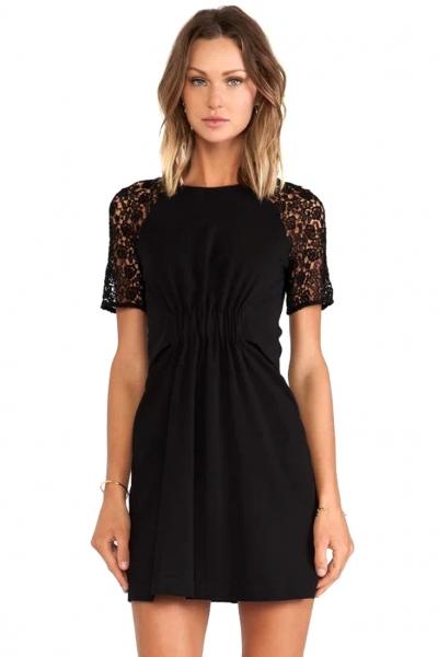 Oasap Crochet Lace Paneled Mini Dress
