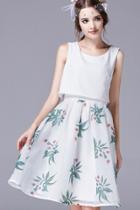 Oasap Elegant Floral Overlap Tank Top Dress