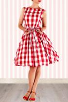 Oasap Chic Plaid Printing Bow Waist Dress