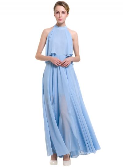 Oasap Solid Sleeveless Slit Chiffon Beach Dress