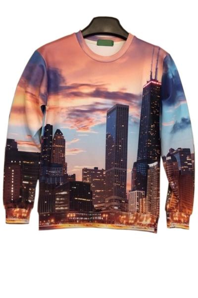 Oasap Lifelike Building Sweatshirt