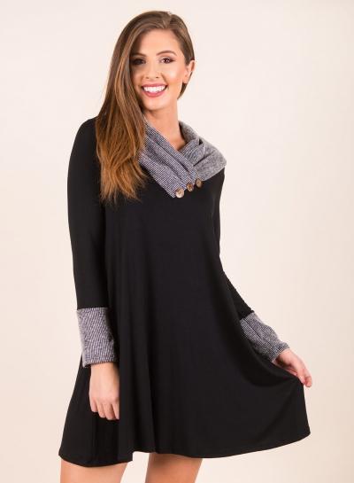 Oasap Color Block Long Sleeve Loose Fit Knit Dress