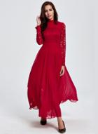 Oasap Elegant Lace Chiffon Maxi Prom Dress