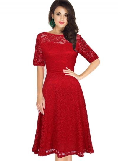 Oasap Elegant Short Sleeve Lace Cocktail Dress