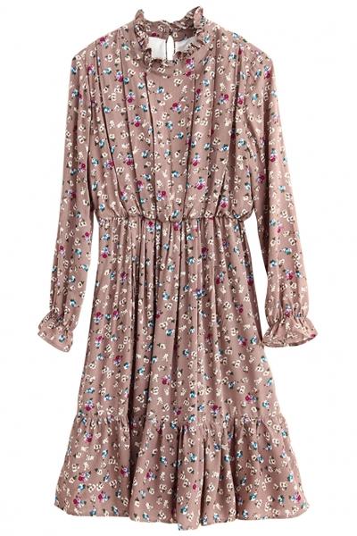 Oasap Dainty Floral Print Waisted Dress