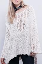 Oasap Chic Crochet Paneled Hollow Out Sweater