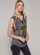 Oasap Sleeveless Printed Tassel High Low Tank