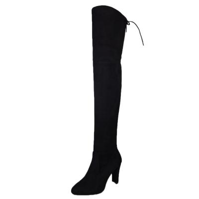 Oasap Solid Color Pointed Toe Over-the-knee Boots