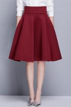Oasap Elegant Solid Color High Waist Bubble Skirt