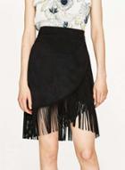 Oasap Fashion Solid Skirt With Tassel