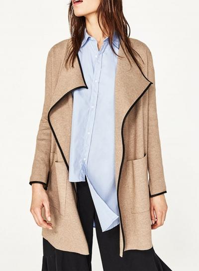 Oasap Fashion Long Sleeve Draped Loose Trench Coat