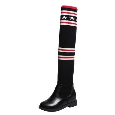 Oasap Round Toe Slip-on Over-the-knee Stretch Boots
